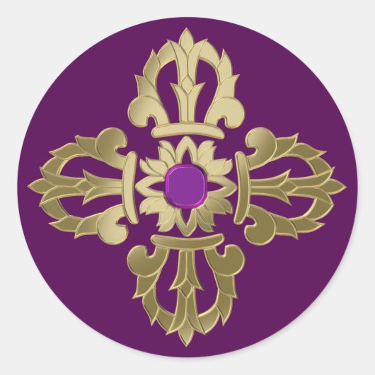 Vajra gouden boeddhissymbool ronde sticker (Voorkant)