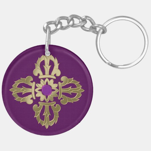 Vajra gouden boeddhissymbool sleutelhanger (Achterkant Links)