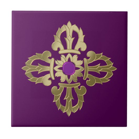 Vajra gouden boeddhissymbool tegeltje (Voorkant)