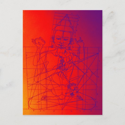 Vajrasattva en Consort Sketch Briefkaart (Voorkant)