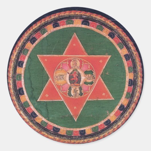 Vajravarahi Vajrayogini Tibetan Buddhist Mandala Ronde Sticker (Voorkant)