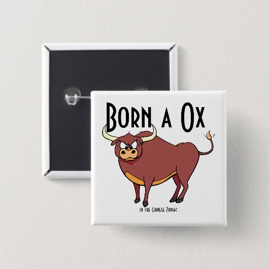 Vak een Ox Vierkante Button 5,1 Cm (Voorkant /achterkant)