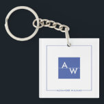 Vak Formele monogrammen Sleutelhanger<br><div class="desc">Een moderne,  stijlvolle en stijlvolle sleutelhanger met uw initialen,  prachtig ontworpen in een doos. Ideaal voor souvenirs en weggeven.</div>