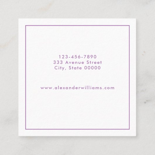 Vak Formele monogrammen Vierkante Visitekaartje (Achterkant)