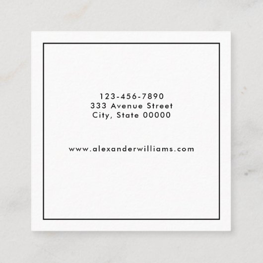 Vak Formele monogrammen Vierkante Visitekaartje (Achterkant)