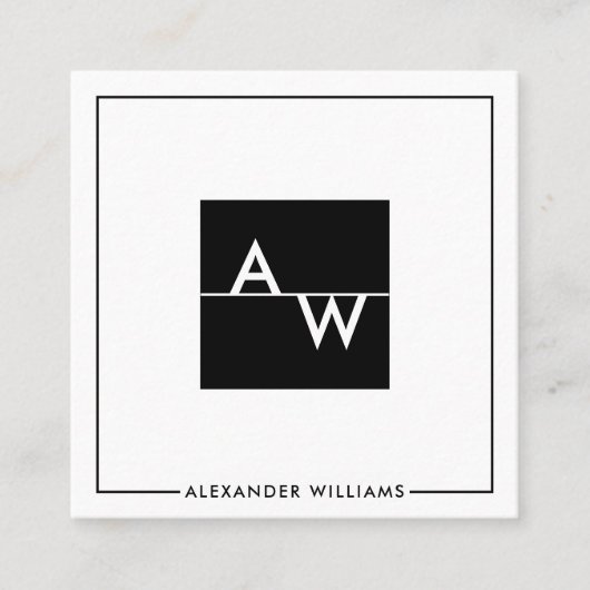 Vak Formele monogrammen Vierkante Visitekaartje (Voorkant)