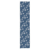 Vakanaal Blauw en Zilveren Snowflakes Table Runner Korte Tafelloper (Voorkant)