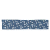 Vakanaal Blauw en Zilveren Snowflakes Table Runner Korte Tafelloper (Horizontaal)