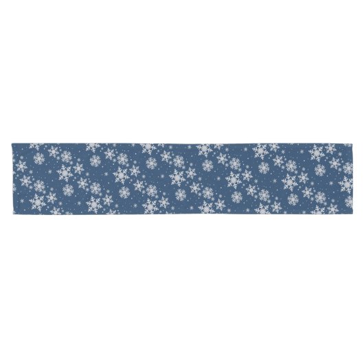 Vakanaal Blauw en Zilveren Snowflakes Table Runner Korte Tafelloper (Horizontaal)