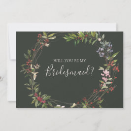 Vakanaal botanische groene bridesmaïde-kaartje kaart