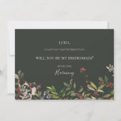 Vakanaal botanische groene bridesmaïde-kaartje kaart (Achterkant)