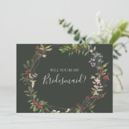 Vakanaal botanische groene bridesmaïde-kaartje kaart