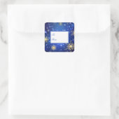 Vakanaal Goud Blauwe Snowflakes Kerstmis Vierkante Sticker (Tas)
