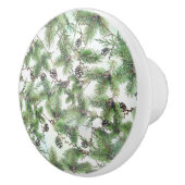 Vakanaal: Groen en Pijn Cones Land Winter Rustic Keramische Knop (Rechts)