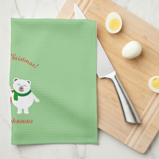 Vakanaal Kerstman en Beer kerstkeuken Theedoek (Quarter Fold)