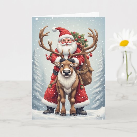 Vakanaal kerstman kaart (Kleine Plant)