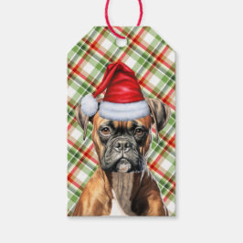 Vakanaal met een Boxer Dog Kerstmis Cadeaulabel