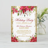 Vakanaal: Rode Glitter Poinsettia Floral Kaart (Staand voorkant)