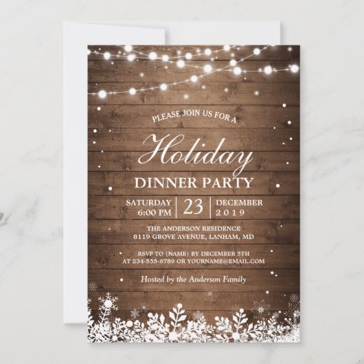 Vakanaal van feestdag Rustic Wood String Lights Sn Kaart (Voorkant)