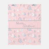 Vakanaal Witte Snowflakes Merry kerstbomen Fleece Deken (Voorkant)