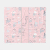 Vakanaal Witte Snowflakes Merry kerstbomen Fleece Deken (Voorkant (Horizontaal))
