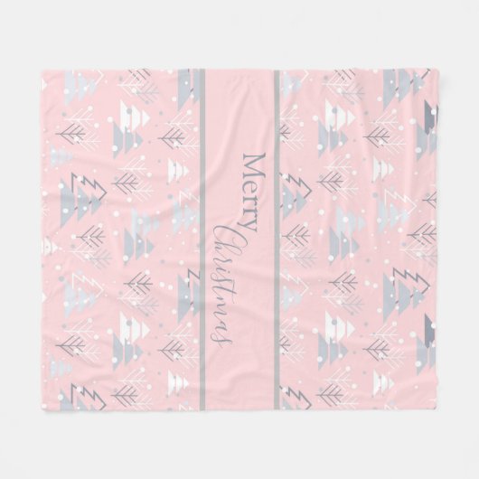 Vakanaal Witte Snowflakes Merry kerstbomen Fleece Deken (Voorkant (Horizontaal))