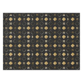 Vakanaal, zwart en gouden metaal, kerstgeometrisch tafelkleed (Voorkant (Horizontaal))