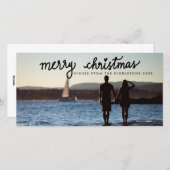 Vakandige kersthandgeschreven feestdag feestdagenkaart (Voorkant / Achterkant)