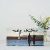 Vakandige kersthandgeschreven feestdag feestdagenkaart (Staand voorkant)