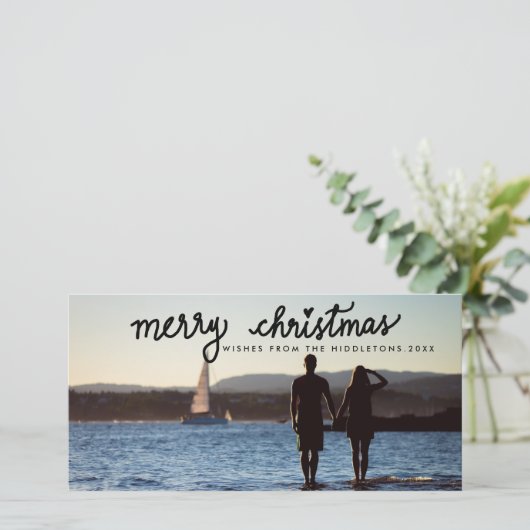 Vakandige kersthandgeschreven feestdag feestdagenkaart (Staand voorkant)