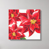 Vakandoek Kunst-Rode Poinsettias Canvas Afdruk (Voorkant)