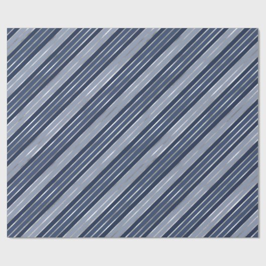 Vakanenblauw en zilveren kerststrepen cadeaupapier (Vlak)