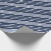 Vakanenblauw en zilveren kerststrepen cadeaupapier (Hoek)