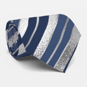 Vakanenblauw en zilveren kerststrepen stropdas (Opgerold)