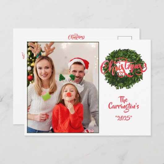 Vakanesfeestdag Foto Boxwood Wreate Briefkaart (Voorkant / Achterkant)