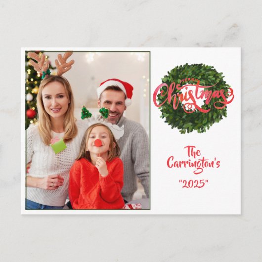 Vakanesfeestdag Foto Boxwood Wreate Briefkaart (Voorkant)