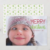 Vakaneskerfeestdag — Merry-kerstpatroonfotokaart Feestdagenkaart (Voorkant / Achterkant)