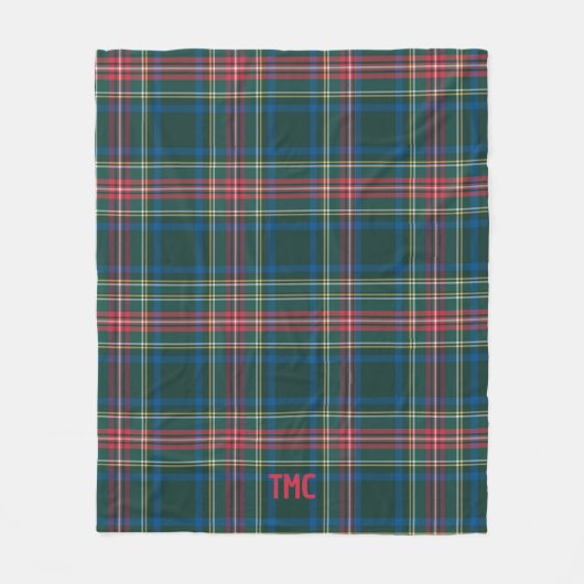 Vakaneskerkerkerst in Tartan Pset Initialen Fleece Deken (Voorkant)