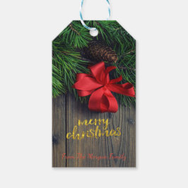 Vakaneskerstaven voor feestdagen, Rode Bow Cadeaulabel