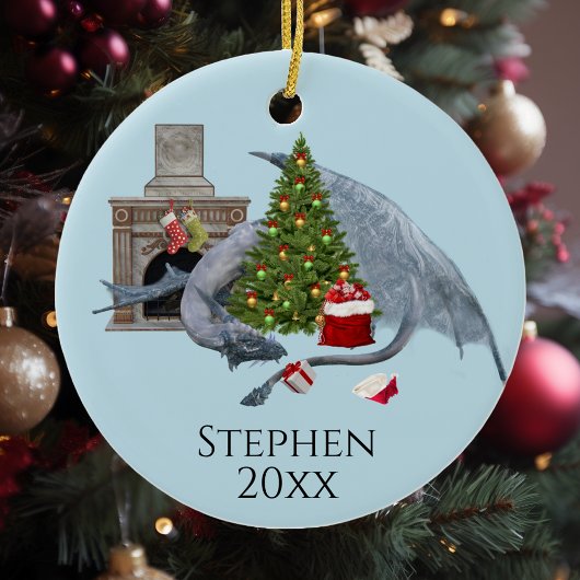 Vakaneskerstboom Fantasy Dragon Keramisch Ornament