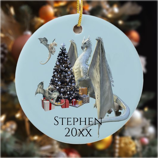 Vakaneskerstboom IJ Draak met baby's Keramisch Ornament