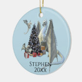 Vakaneskerstboom IJ Draak met baby's Keramisch Ornament (Links)