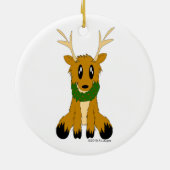 Vakaneskerstrenrendiertje met grote versiering keramisch ornament (Achterkant)