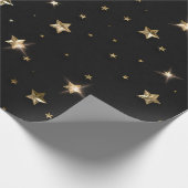 Vakanessterren voor feestdag, zwart en gouden fees cadeaupapier (Hoek)