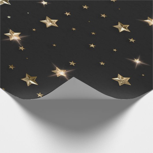 Vakanessterren voor feestdag, zwart en gouden fees cadeaupapier (Hoek)