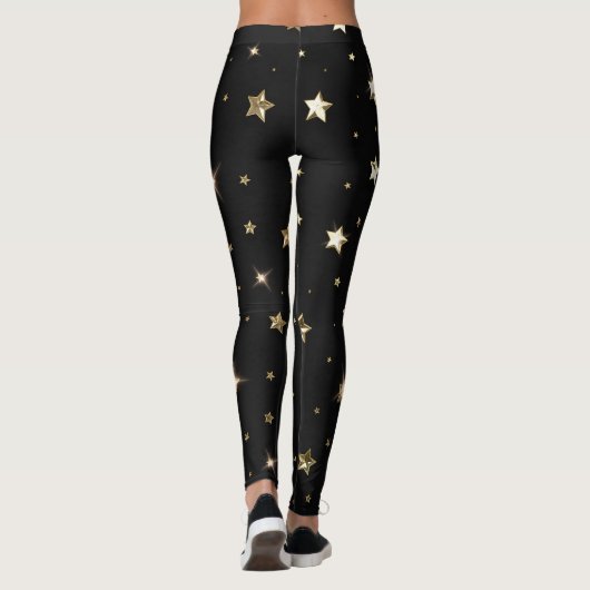 Vakanessterren voor feestdag, zwart en gouden fees leggings (Achterkant)