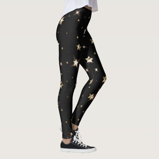 Vakanessterren voor feestdag, zwart en gouden fees leggings (Rechts)