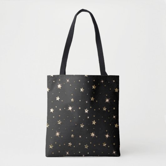 Vakanessterren voor feestdag, zwart en gouden fees tote bag (Voorkant)