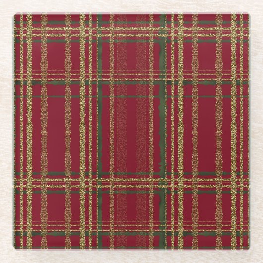 Vakankerfeest Rood, Groen en Goud Kerstfeest Tarta Glazen Onderzetter (Voorkant)