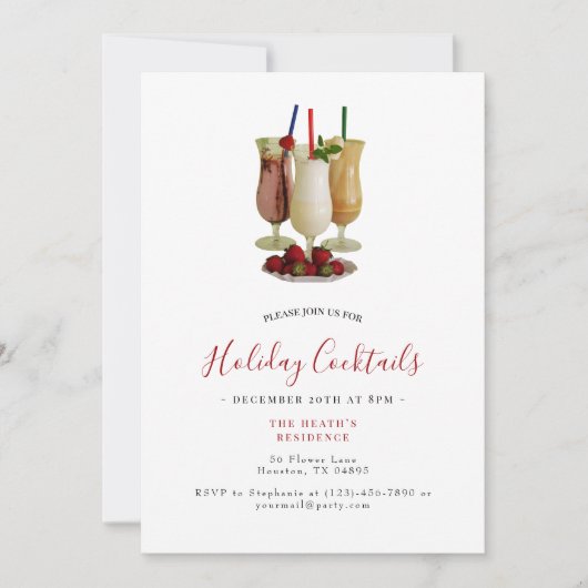 Vakankerfeest voor cocktails kaart (Voorkant)